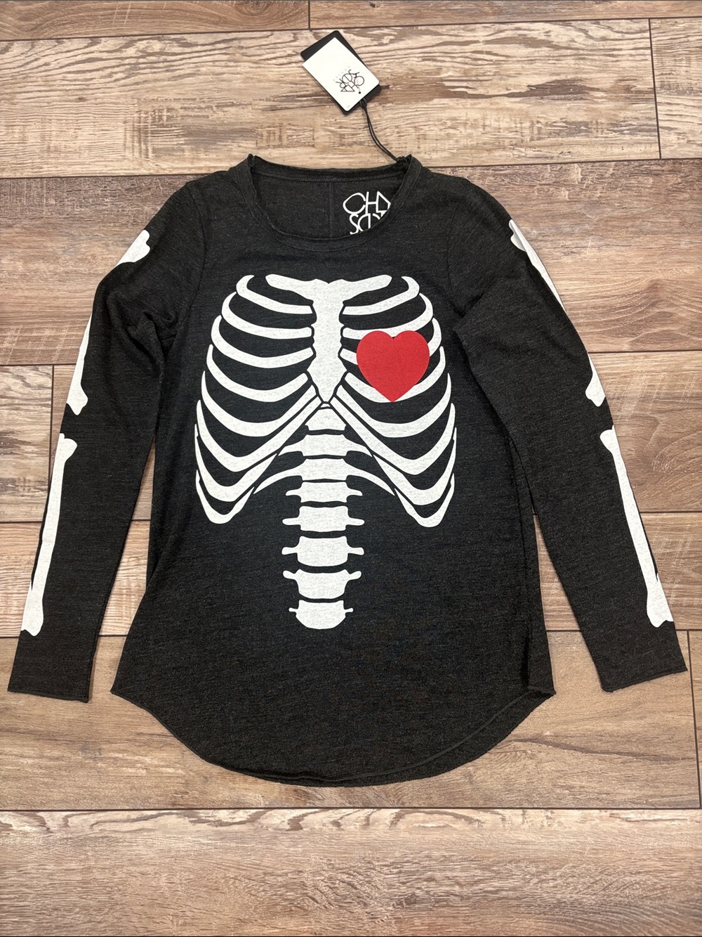 NWT Chaser Brand Skeleton Long Sleeve Shirt Small
